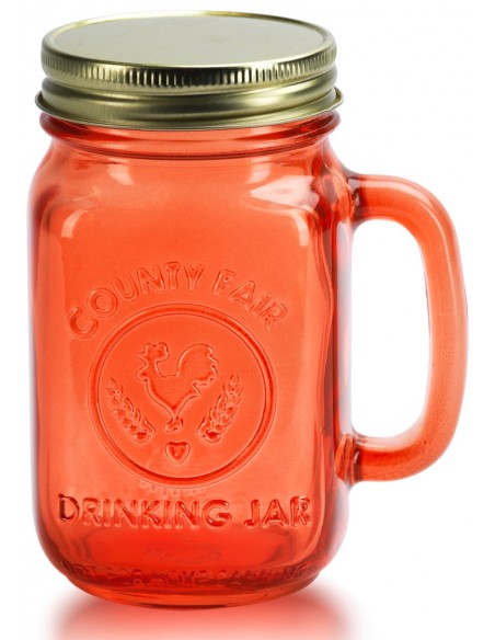 CRISA 1706743 MASON JAR NARANJA CON TAPA CON POPOTE
