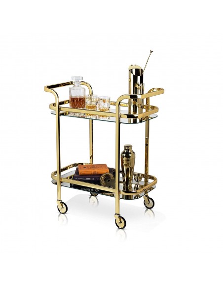 Carrito Dorado Barra Bartending carro para cocktelería o postres