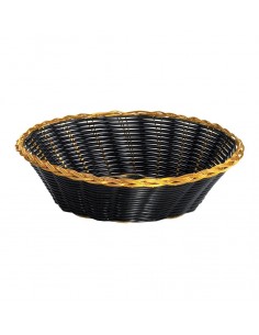 TABLECRAFT VARTAB875B PANERA NEGRA REDONDA DE FONDO DORADO DE 20x5.5 CM