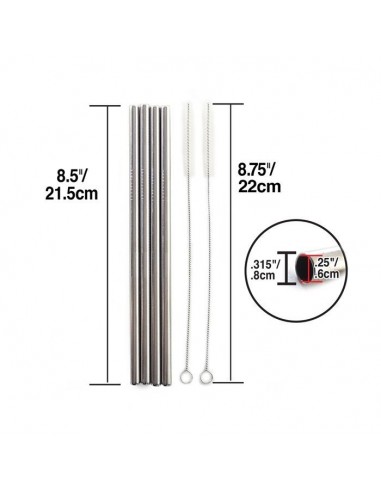 Norpro 470D Popotes de acero inoxidable con cepillo de limpieza