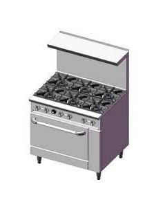 ESTUFA COMERCIAL DE GAS CON HORNO / 6 QUEMADORES