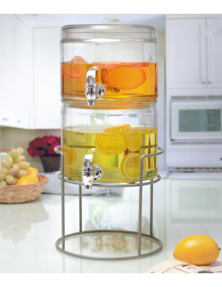 DISPENSADOR DOBLE CON BASE METALICA 6 LITROS