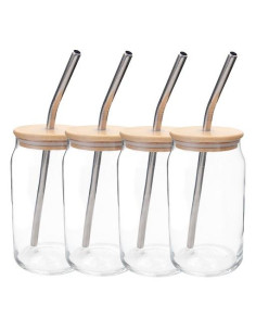 Vaso lata con tapa y popote de acero 2